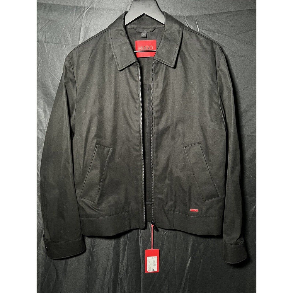 Hugo Hugo Boss Men's Black Barry Jacket Logo Pockets Zip Collared Size S